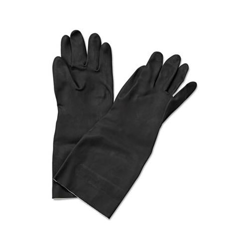 Neoprene Flock-lined Gloves, Long-sleeved, 12", Medium, Black, Dozen