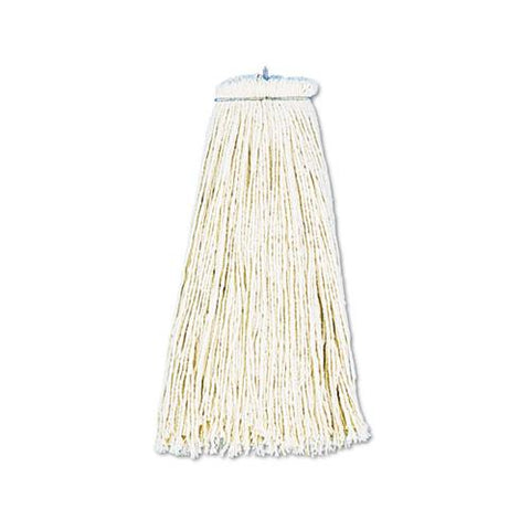 Cut-end Lie-flat Wet Mop Head, Cotton, 16oz, White
