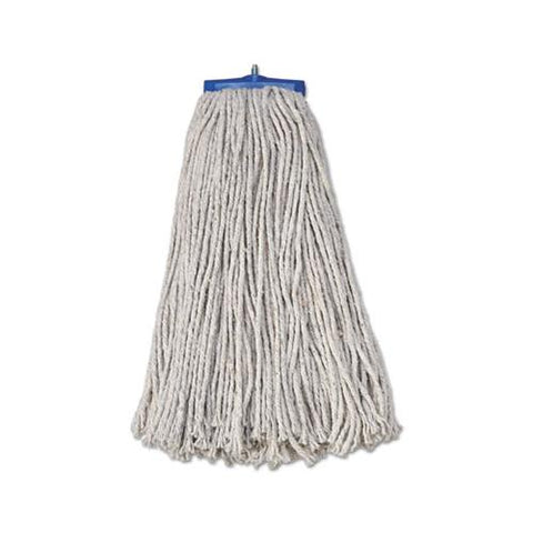 Mop Head, Economical Lie-flat Head, Cotton Fiber, 20oz, White, 12-carton