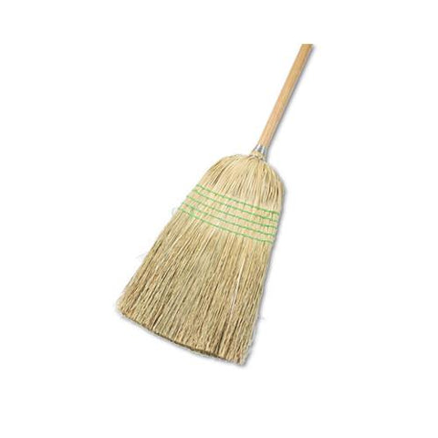 Parlor Broom, Yucca-corn Fiber Bristles, 56", Wood Handle, Natural, 12-carton