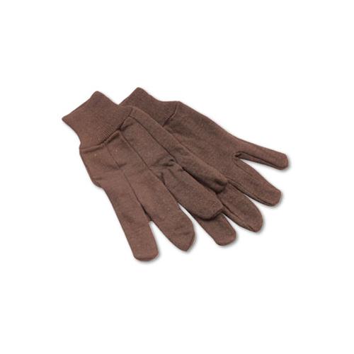 Jersey Knit Wrist Clute Gloves, One Size Fits Most, Brown, 12 Pairs