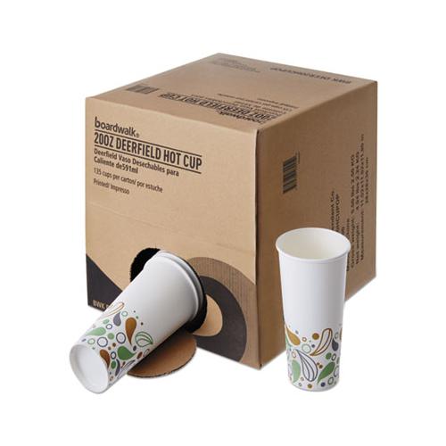 Convenience Pack Paper Hot Cups, 20 Oz, Deerfield Print, 9 Cups-sleeve, 15 Sleeves-carton