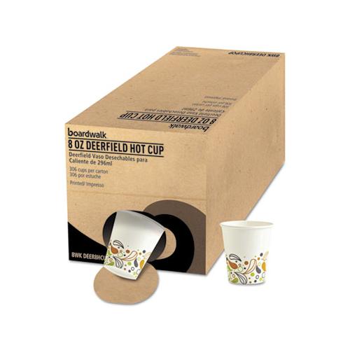 Convenience Pack Paper Hot Cups, 8 Oz, Deerfield Print, 9 Cups-sleeve, 34 Sleeves-carton