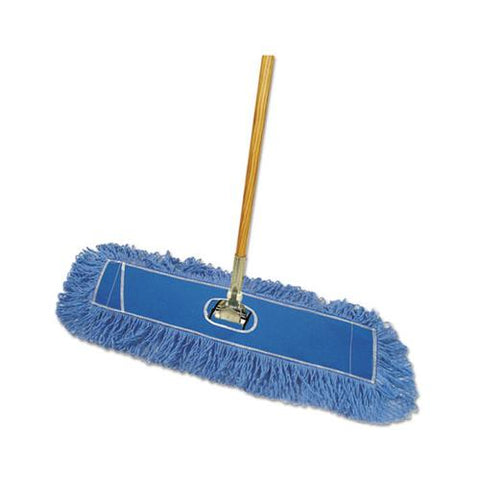 Looped-end Dust Mop Kit, 36 X 5, 60" Metal-wood Handle, Blue-natural