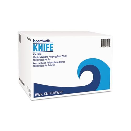 Mediumweight Polypropylene Cutlery, Knife, White, 1000-carton