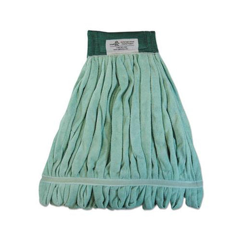 Microfiber Looped-end Wet Mop Heads, Medium, Green, 12-carton