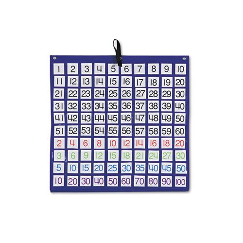 Hundreds Pocket Chart With 100 Clear Pockets, Colored Number Cards, 26 X 30