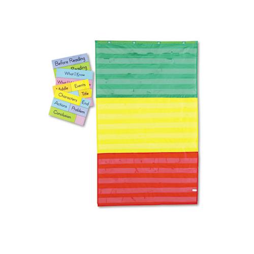 Adjustable Tri-section Pocket Chart With 18 Color Cards, Guide, 33.75 X 55.5