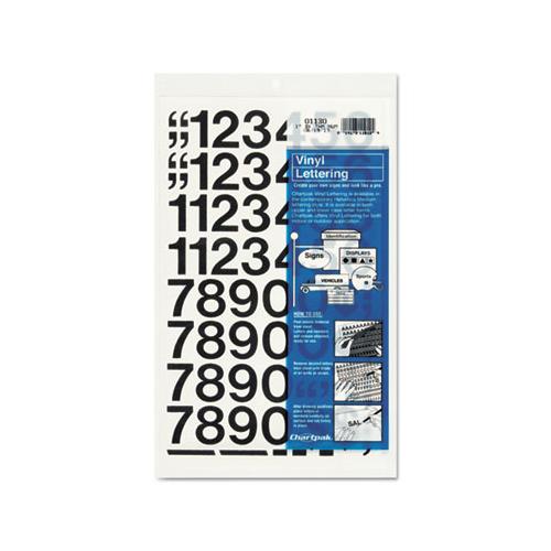 Press-on Vinyl Numbers, Self Adhesive, Black, 1"h, 44-pack