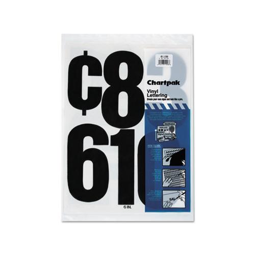 Press-on Vinyl Numbers, Self Adhesive, Black, 6"h, 21-pack
