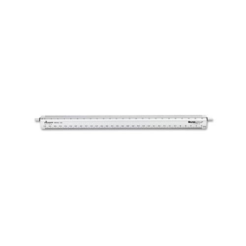Adjustable Triangular Scale Aluminum Engineers Ruler, 12", Silver