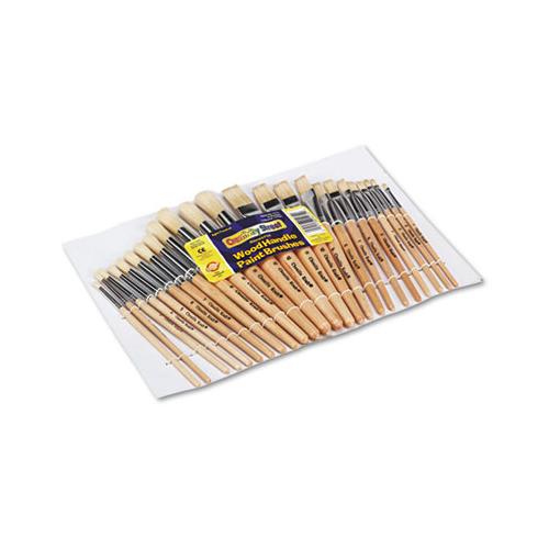 Preschool Brush Set, Sizes 1-12, Natural Bristle, Flat; Round, 24-set