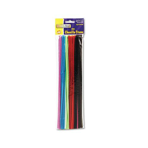 Regular Stems, 12" X 0.16", Metal Wire, Polyester, Assorted, 100-pack