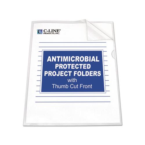 Antimicrobial Protected Poly Project Folders, Letter Size, Clear, 25-box