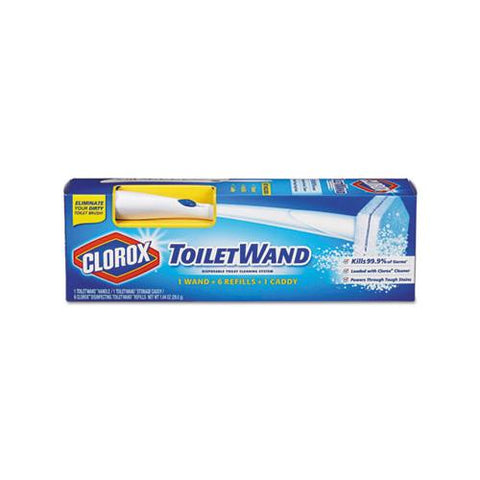 Toilet Wand Disposable Toilet Cleaning Kit: Handle, Caddy And Refills, 6-carton