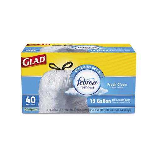 Odorshield Tall Kitchen Drawstring Bags, 13 Gal, 0.78 Mil, 24" X 27.38", White, 240-carton