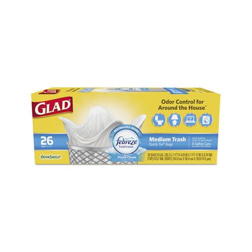Odorshield Medium Quick-tie Trash Bags, 8 Gal, 0.57 Mil, 21.63" X 23", White, 156-carton
