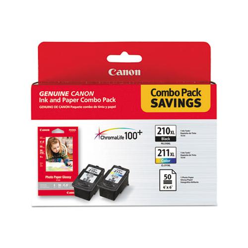 2973b004 (pgi-210xl-cl-211xl) High-yield Ink-paper Combo, Black-tri-color