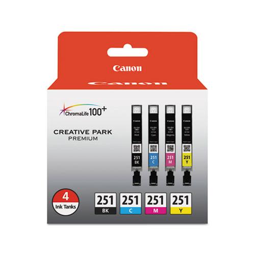 6513b004 (cli-251) Chromalife100+ Ink, Black-cyan-magenta-yellow, 4-pk