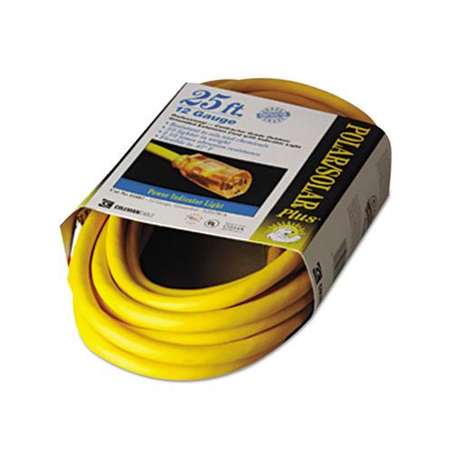 Polar-solar Indoor-outdoor Extension Cord With Lighted End, 25ft, Yellow