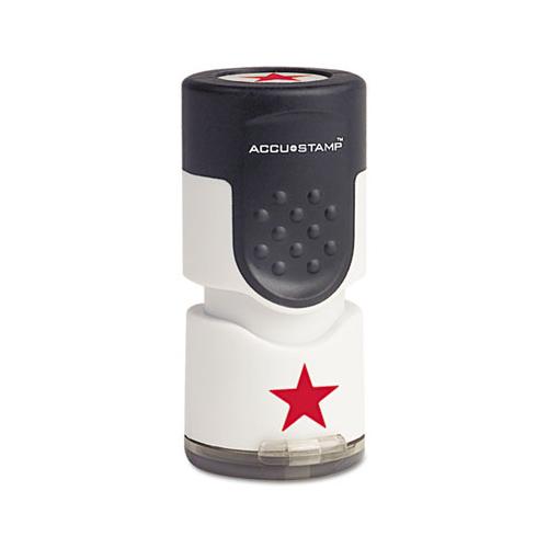 Pre-inked Round Stamp With Microban, Star, 5-8" Dia., Red