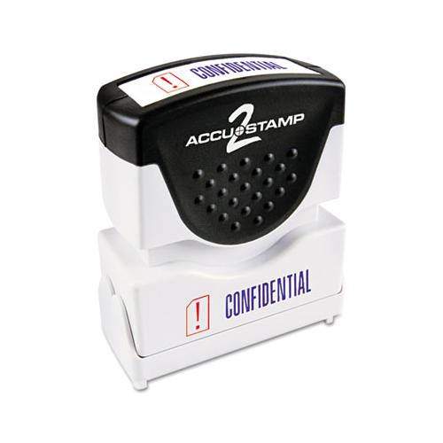 Pre-inked Shutter Stamp, Red-blue, Confidential, 1 5-8 X 1-2
