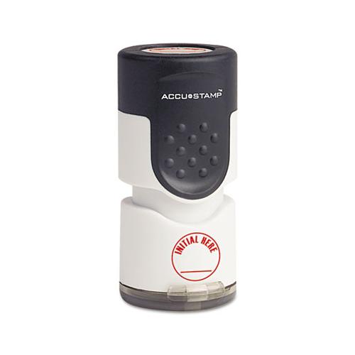 Pre-inked Round Stamp, Initial Here, 5-8" Dia, Red