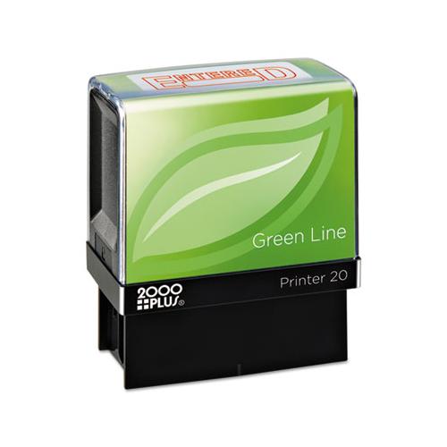 Green Line Message Stamp, Entered, 1 1-2 X 9-16, Red