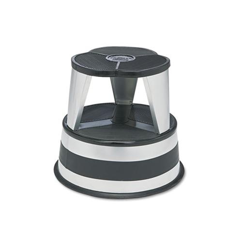 Kik-step Steel Step Stool, 2-step, 350 Lb Capacity, 16" Dia. X 14.25h, Silvertone