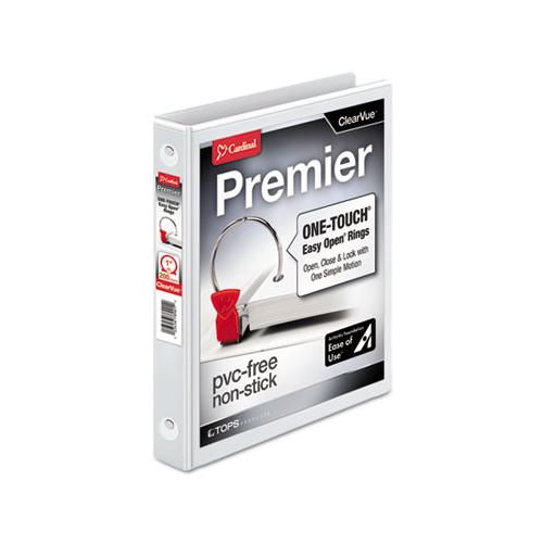 Premier Easy Open Clearvue Locking Round Ring Binder, 3 Rings, 1" Capacity, 11 X 8.5, White