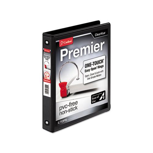 Premier Easy Open Clearvue Locking Round Ring Binder, 3 Rings, 1" Capacity, 11 X 8.5, Black