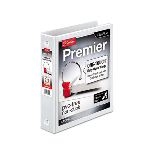 Premier Easy Open Clearvue Locking Round Ring Binder, 3 Rings, 1.5" Capacity, 11 X 8.5, White
