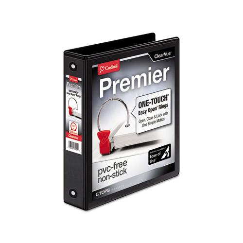 Premier Easy Open Clearvue Locking Round Ring Binder, 3 Rings, 1.5" Capacity, 11 X 8.5, Black