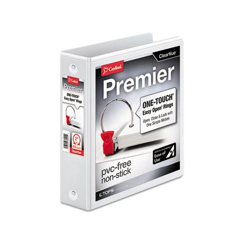 Premier Easy Open Clearvue Locking Round Ring Binder, 3 Rings, 2" Capacity, 11 X 8.5, White