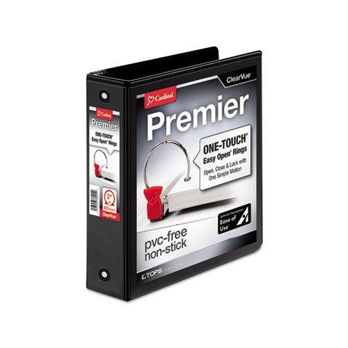Premier Easy Open Clearvue Locking Round Ring Binder, 3 Rings, 2" Capacity, 11 X 8.5, Black