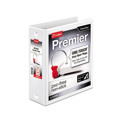 Premier Easy Open Clearvue Locking Round Ring Binder, 3 Rings, 3" Capacity, 11 X 8.5, White