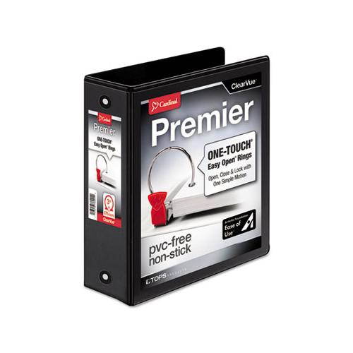 Premier Easy Open Clearvue Locking Round Ring Binder, 3 Rings, 3" Capacity, 11 X 8.5, Black