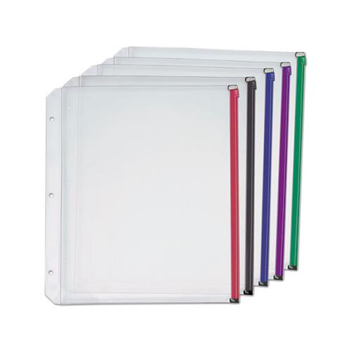 Expanding Zipper Binder Pocket, 11 X 8.5, Assorted Colors, 5-pack