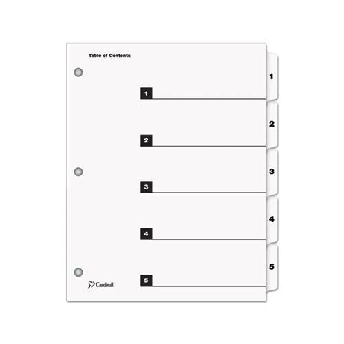 Quickstep Onestep Printable Table Of Contents And Dividers, 5-tab, 1 To 5, 11 X 8.5, White, 24 Sets
