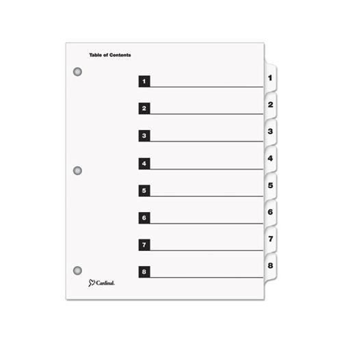 Quickstep Onestep Printable Table Of Contents And Dividers, 8-tab, 1 To 8, 11 X 8.5, White, 24 Sets