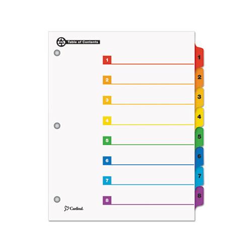 Onestep 100% Recycled Printable Table Of Contents Dividers, 8-tab, 1 To 8, 11 X 8.5, White, 1 Set