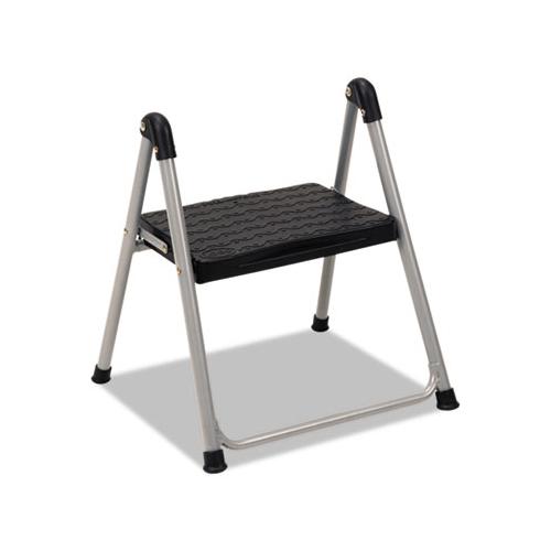 Folding Step Stool, 1-step, 200 Lb Capacity, 9.9" Working Height, Platinum-black