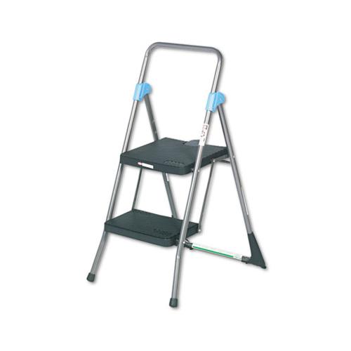 Commercial 2-step Folding Stool, 300 Lb Capacity, 20.5w X 24.75d X 39.5h, Gray