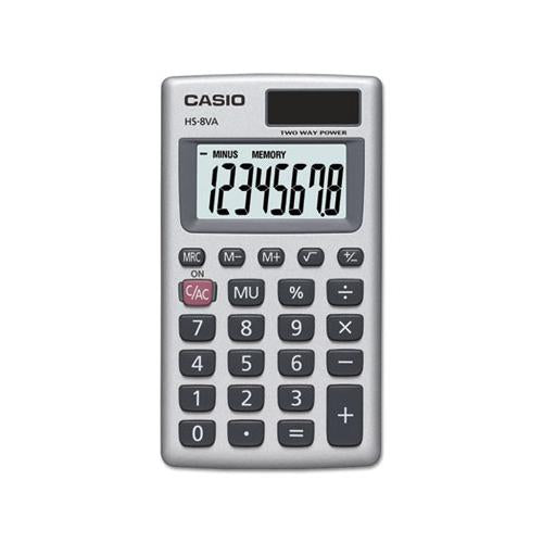 Hs-8va Handheld Calculator, 8-digit Lcd, Silver