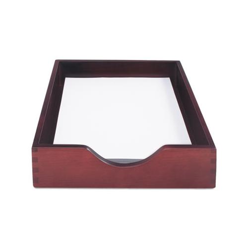 Hardwood Stackable Desk Trays, 1 Section, Letter Size Files, 10.25" X 12.5" X 2.5", Mahogany