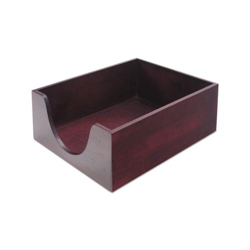 Double-deep Hardwood Stackable Desk Trays, 1 Section, Legal Size Files, 10.13" X 12.63" X 5", Mahogany