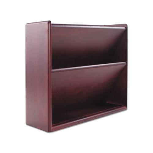Hardwood Double Wall File, Letter, Two Pocket, Mahogany
