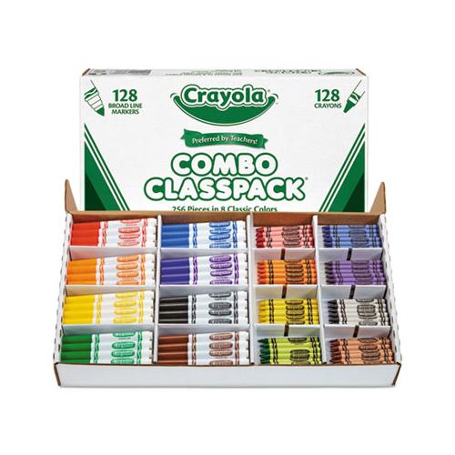 Crayons And Markers Combo Classpack, Eight Colors, 256-set