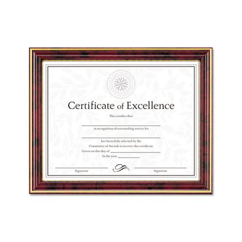 Gold-trimmed Document Frame W-certificate, Wood, 8 1-2 X 11, Mahogany