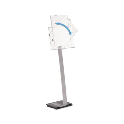Info Sign Duo Floor Stand, Tabloid-size Inserts, 15 X 50, Clear